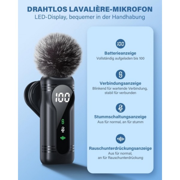 Wireless Lavalier Microphone with Magnetic Clip