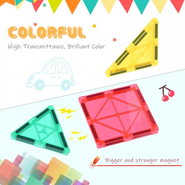 100Pcs Magnetic Building Tiles Set Kids Creative 3D Educational Construction Toy