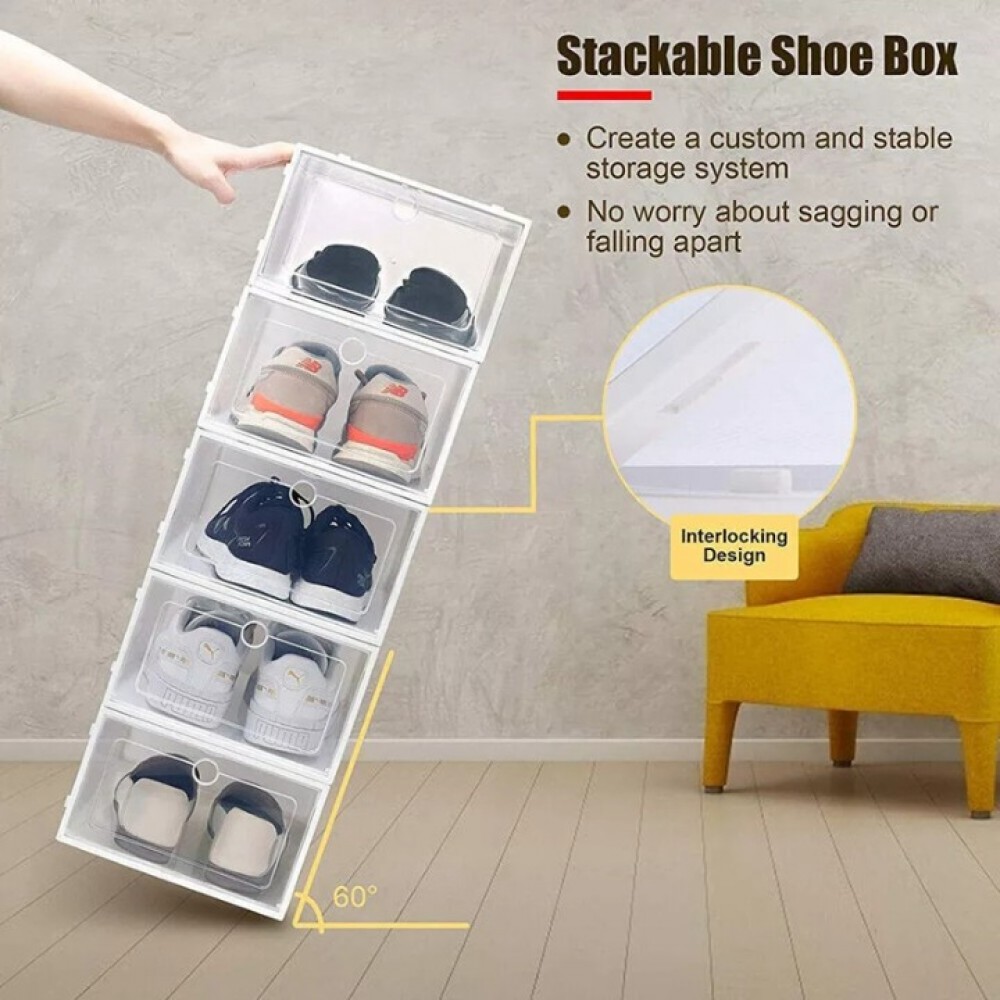 Shoe Storage Box With Transparent Cover Free Assembly Design For ...