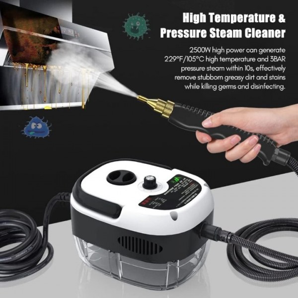 2500W High Pressure Steam Cleaner with 3 Brush Heads