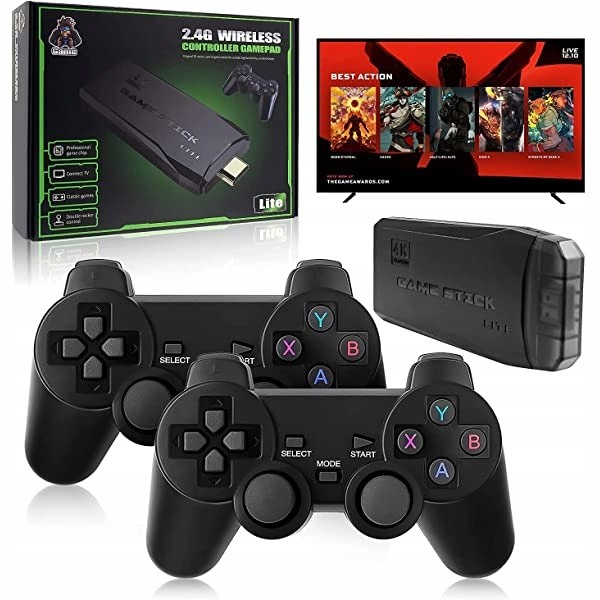 4K Retro Game Console 20000+ Video Game Stick +2x Wireless Controllers Plug&Play