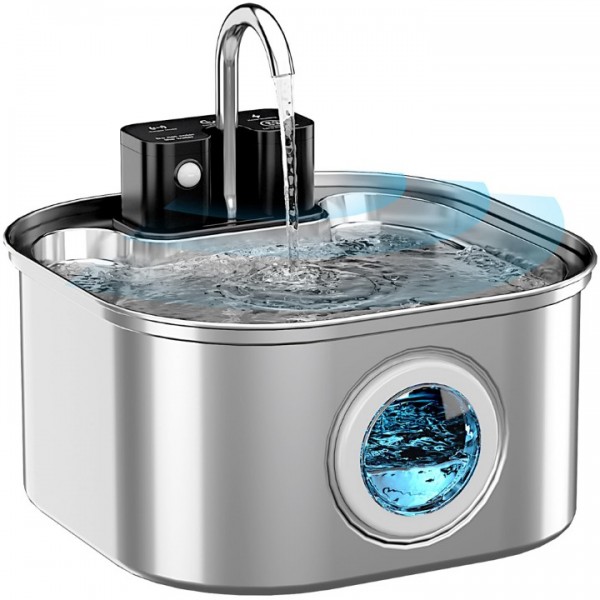 Wireless Stainless Steel Cat Water Fountain with 3...