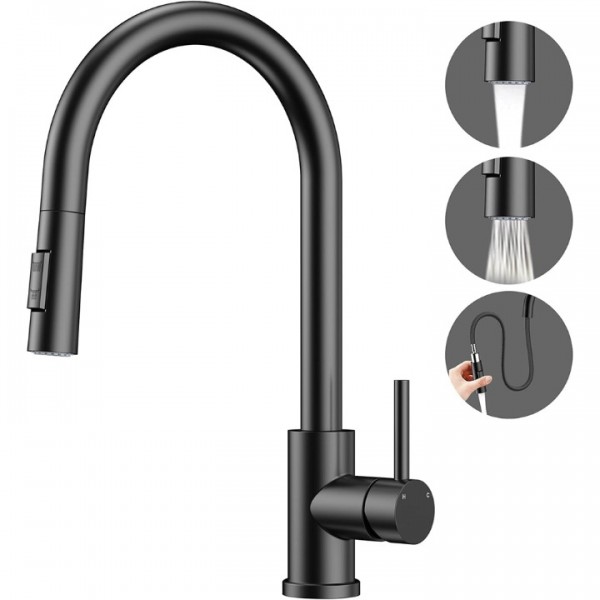 Schwarz Küchenarmatur Ausziehbar Brause Wasserhah...