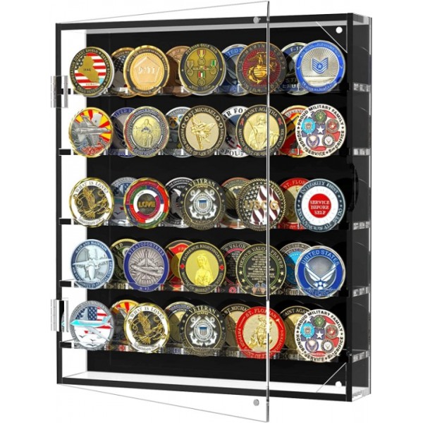 45 Coin Holder Challenge Coin Display Case Acrylic...