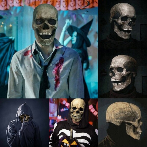 Realistic Skull Mask Latex with Moving Jaw for Halloween Cosplay