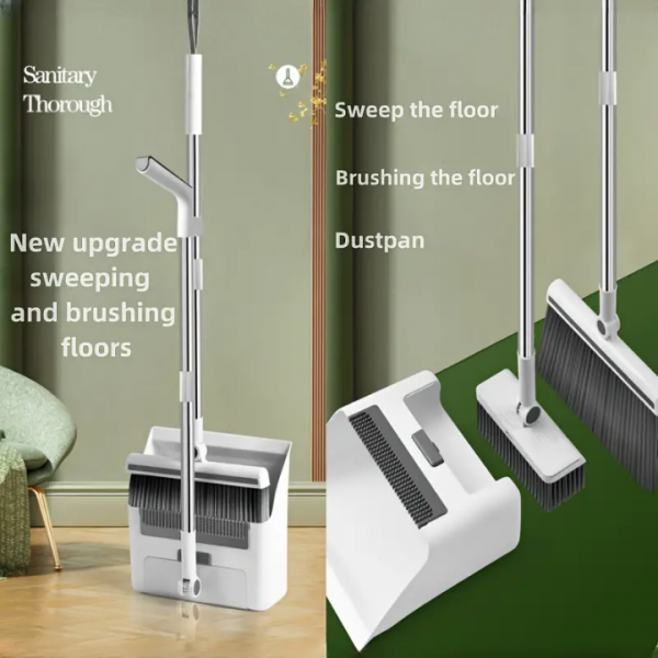 180 Degree Rotating Broom and Dustpan Set for Deep Cleaning