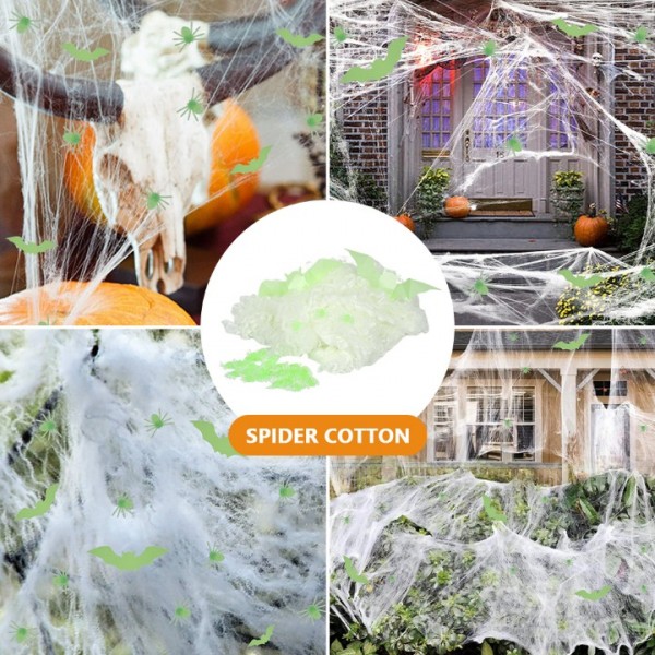 Glow Luminous Spider Web Set with Spiders and Bats
