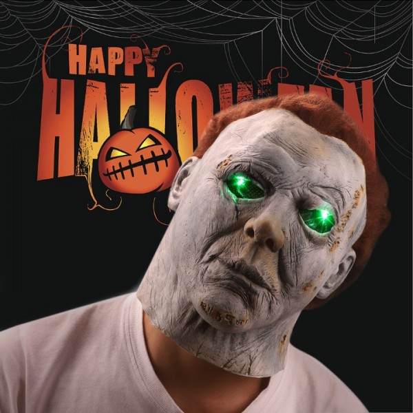 Scary Michael Myers LED Halloween Mask with Alpaca Wig