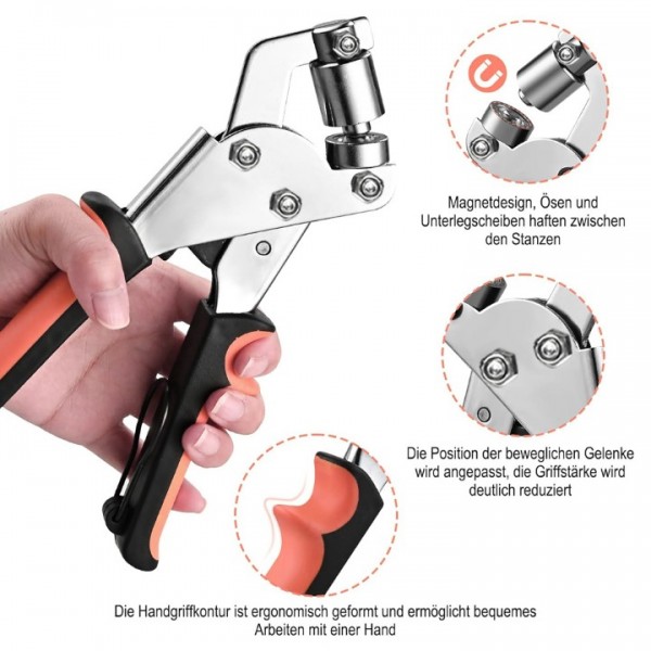 Heavy Duty Stainless Steel Eyelet Punch Pliers for Multiple Materials