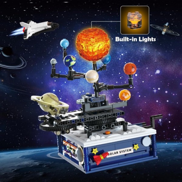 Rotating Solar System Building Kit with Lights for Kids