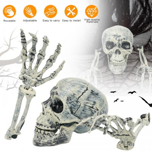 Realistic Skull and Hand Bones Halloween Horror Party Decor