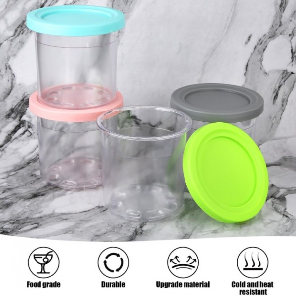 Für Ninja Dessert-Behälter Becher mit Deckel Creami Eismaschine NC300EU 4tlg DHL