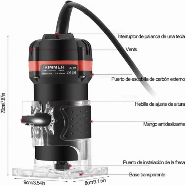 30000RPM Compact Router Tool for Wood Edge Trimming