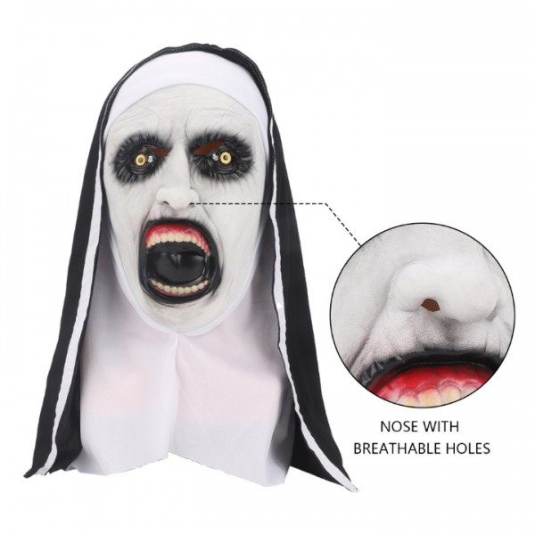 Scary Nun Valak LED Halloween Mask Full Head Costume