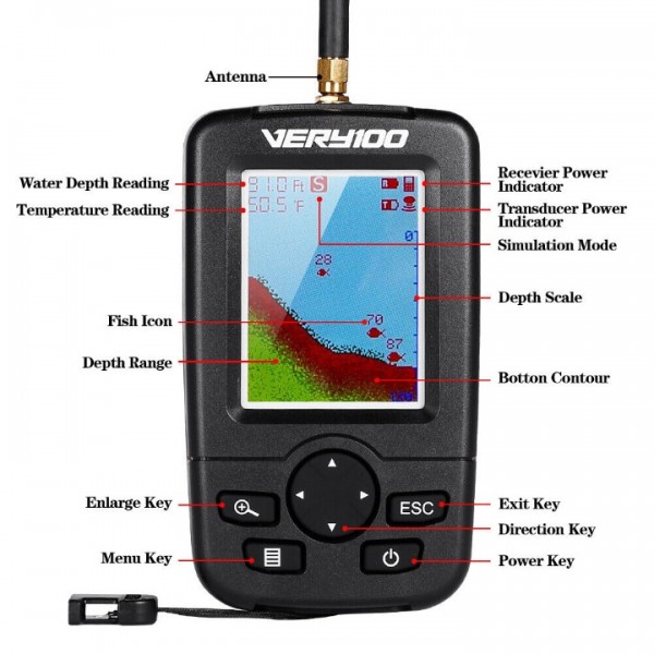 Kabelloser Fischfinder mit Sonarsensor Reichweite 100 Meter