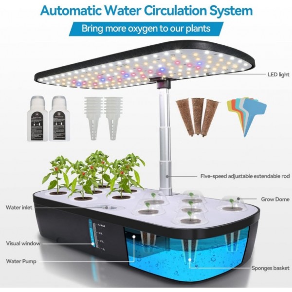 Indoor Hydroponic Growing System with LED Light
