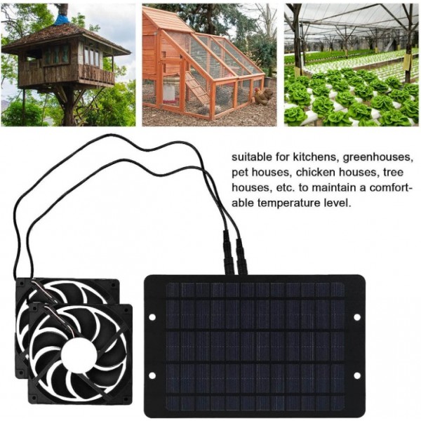 New Solar Powered Fan 12V 10W Waterproof Dual Exhaust Fan For Camping Greenhouse