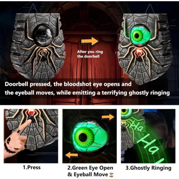 Halloween Zombie Eye Doorbell Decoration for Spooky Home Parties