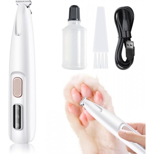 Hundeschermaschine Pfotentrimmer mit LED-Licht Wasserdicht Pfoten Rasierer USB