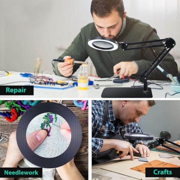 8X LED Magnifying Desk Lamp with Adjustable Arm USB