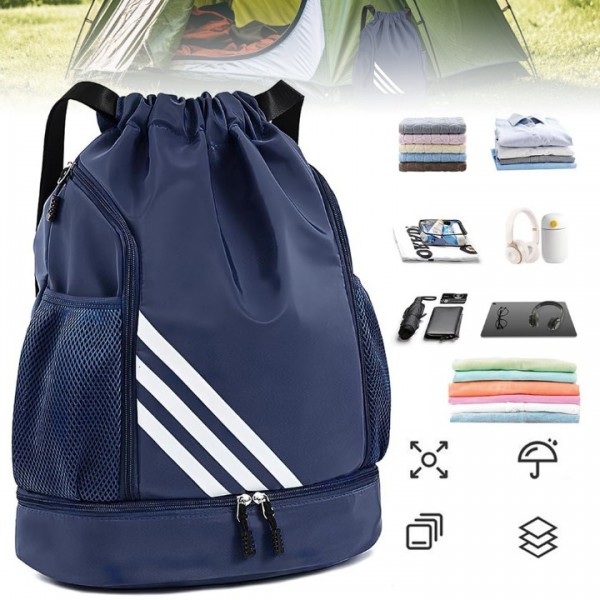 Waterproof Drawstring Gym/Swimming Sports Bag/Backpack with Shoe Compartment