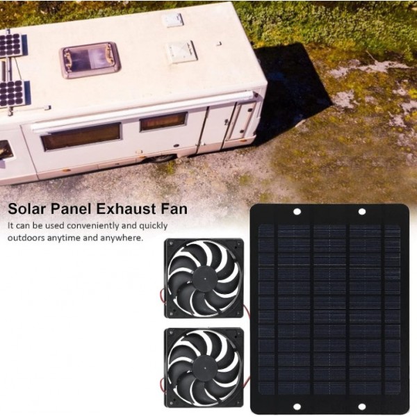 New Solar Powered Fan 12V 10W Waterproof Dual Exhaust Fan For Camping Greenhouse
