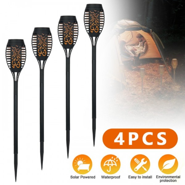 4x Solarleuchte LED Garten Beleuchtung Solar Licht Lampe Fackel Leuchte Flamme