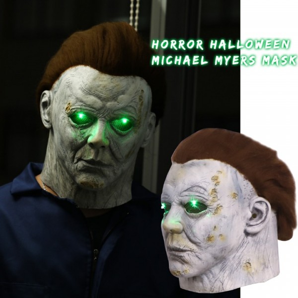 Scary Michael Myers LED Halloween Mask with Alpaca Wig