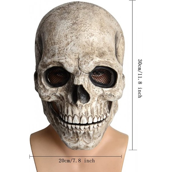 Realistic Skull Mask Latex with Moving Jaw for Halloween Cosplay