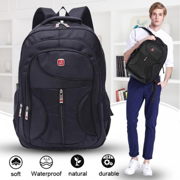 Herren Rucksack Wasserdicht – Sport, Arbeit, Freizeit & Schule – Leichter Wanderrucksack mit Laptopfach – Schwarz