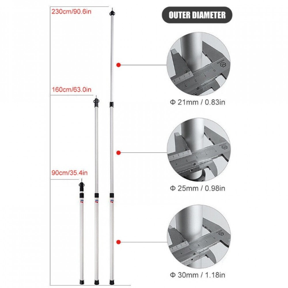 2x Zelt Teleskopstange Aluminium Aufstellstange Markise Tarp