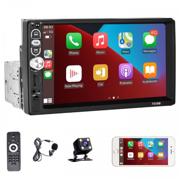 7" Android 10 Autoradio Navi MIT Kamera 1 DIN Radio Bluetooth USB AUX FM RDS DE