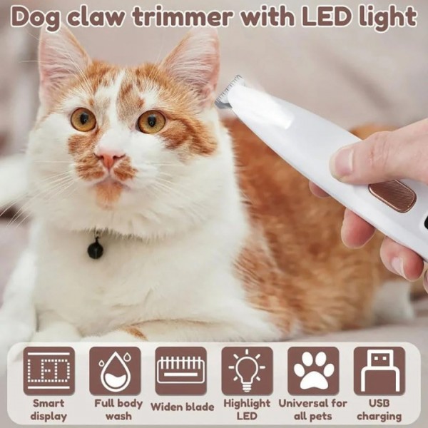 Hundeschermaschine Pfotentrimmer mit LED-Licht Wasserdicht Pfoten Rasierer USB
