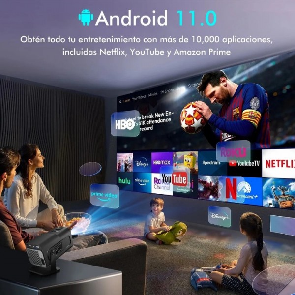 Projektor 1080P Full HD 4K UHD Integriertes Android 11-System Bluetooth 5.0 Automatische Trapezkorrektur