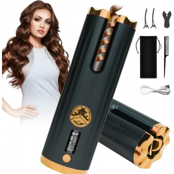 Cordless Automatic Hair Curler with 6 Temperature ...