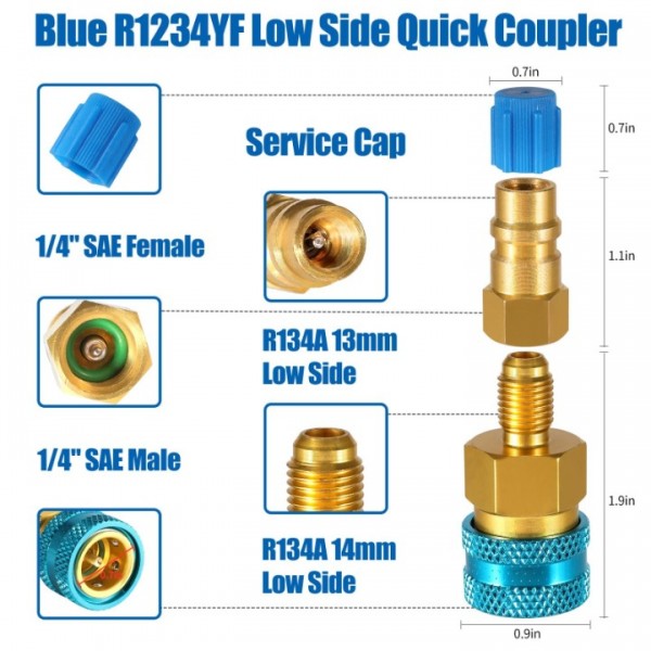 R1234YF Auf R134A Adapter Schnellkupplungssatz R1234yf Kältemittel Nachfüllsatz