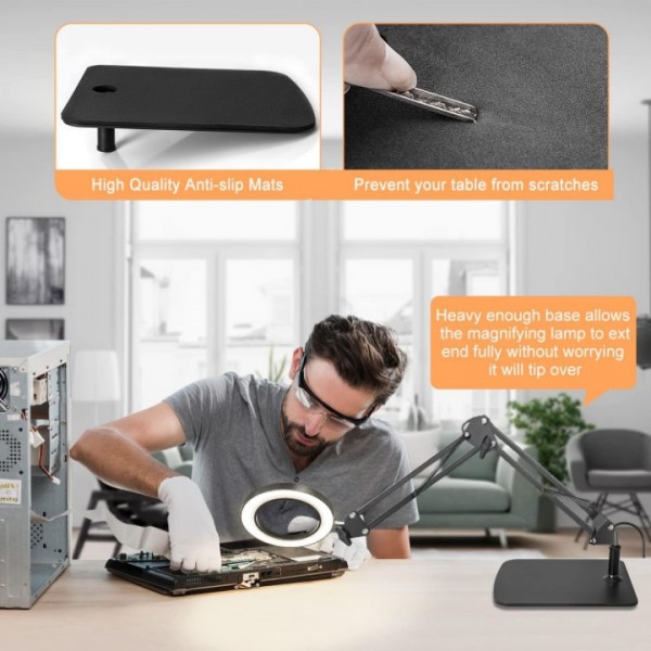 8X LED Magnifying Desk Lamp with Adjustable Arm USB