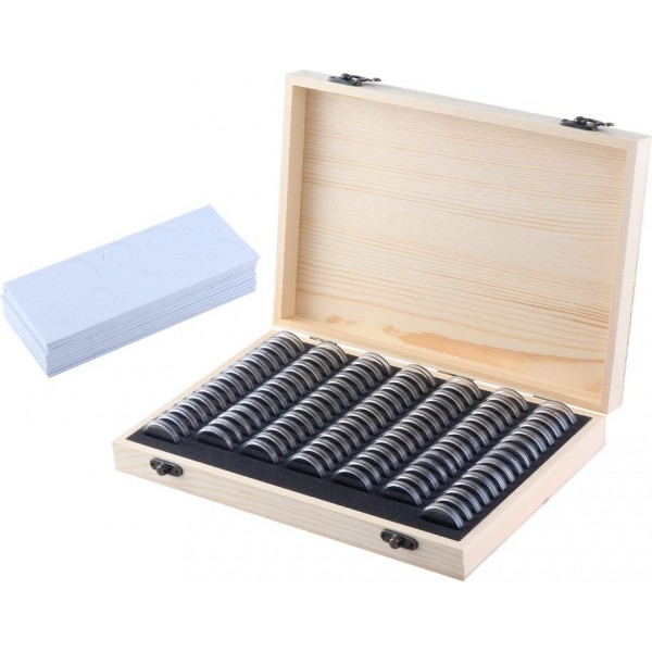 100 PCS Coin Capsule Case Foam Gasket Holder Woode...