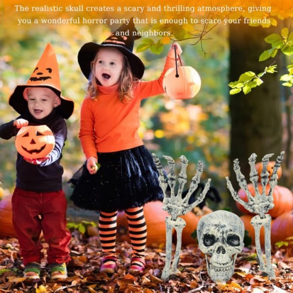 Realistic Skull and Hand Bones Halloween Horror Party Decor