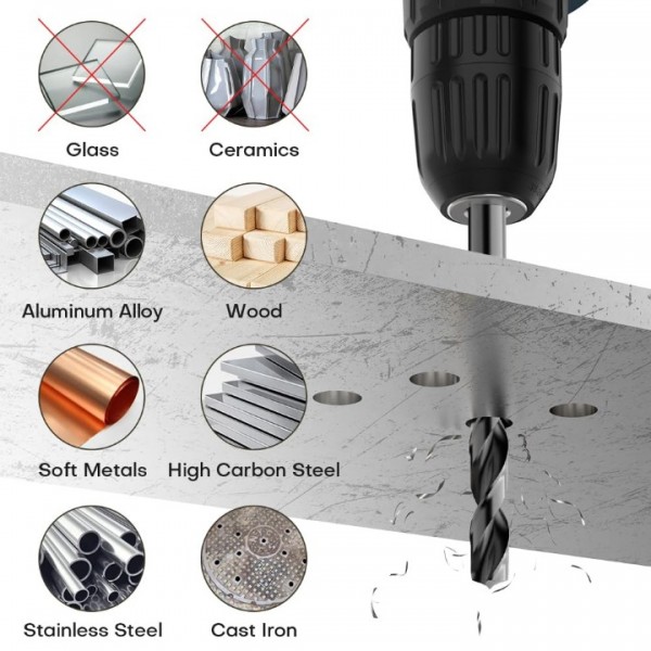 Cordless Impact Drill 50N.m Metal Chuck LED Light
