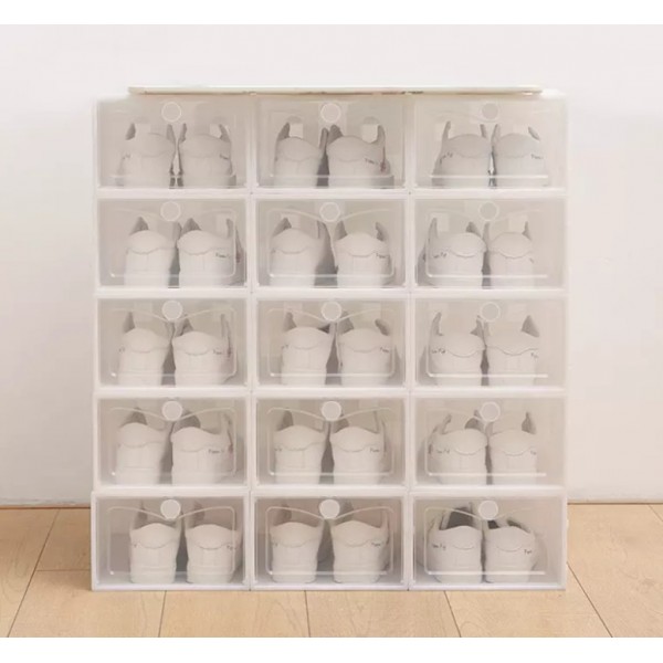Shoe Storage Box Rack Stacking Cabinet Footwear Dustproof Free Assembly