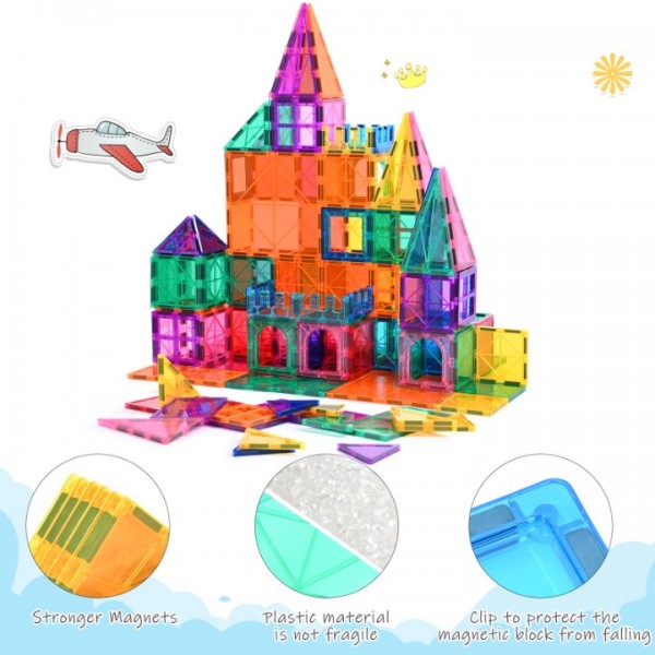 100Pcs Magnetic Building Tiles Set Kids Creative 3...