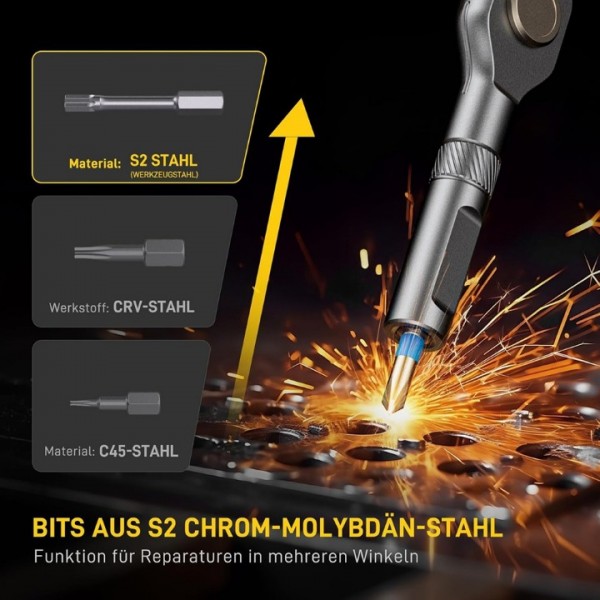 42-in-1 Magnetic Ratchet Screwdriver Set with S2 Steel Bits