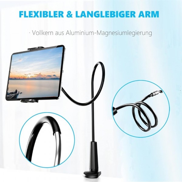 360° Flexible Gooseneck Lazy Bed Clamp Stand Holder Mount For iPad Tablet Arm UK