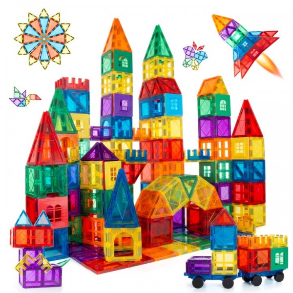 100Pcs Magnetic Building Tiles Set Kids Creative 3D Educational Construction Toy