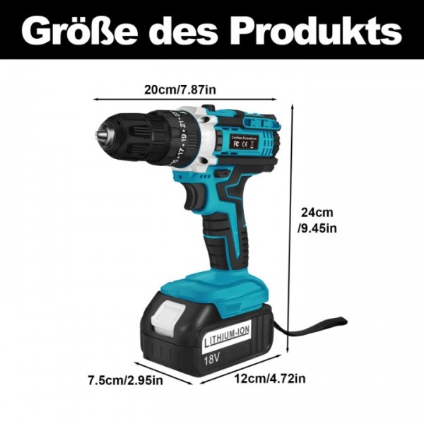 Für Makita Akku-Schlagbohrschrauber 18V Akkuschrauber Set in Koffer Mit 2 Akkus
