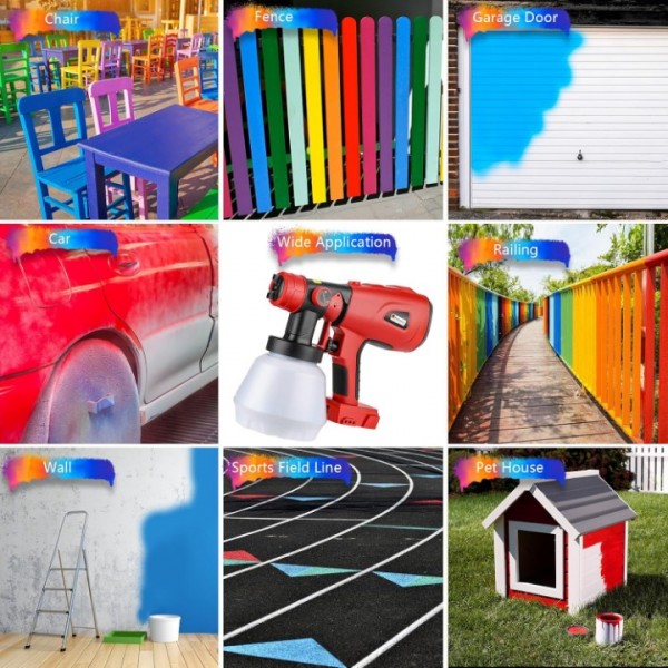 Cordless 20V Paint Sprayer Gun with 4 Nozzles