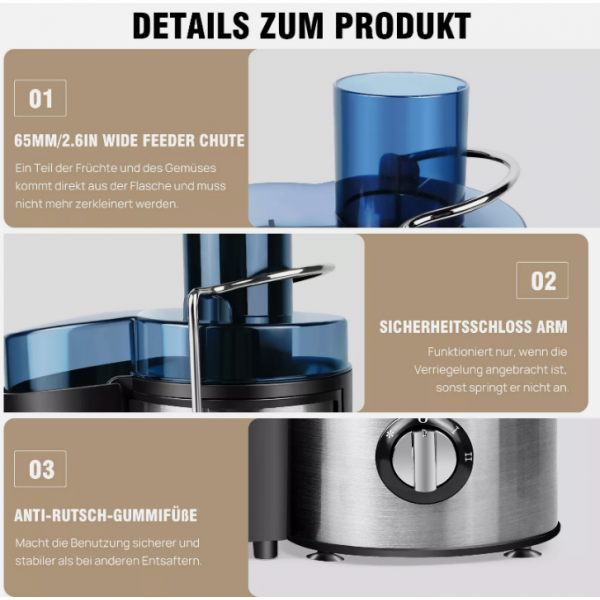 1000W Juicer Electric Juice Press Stainless Steel