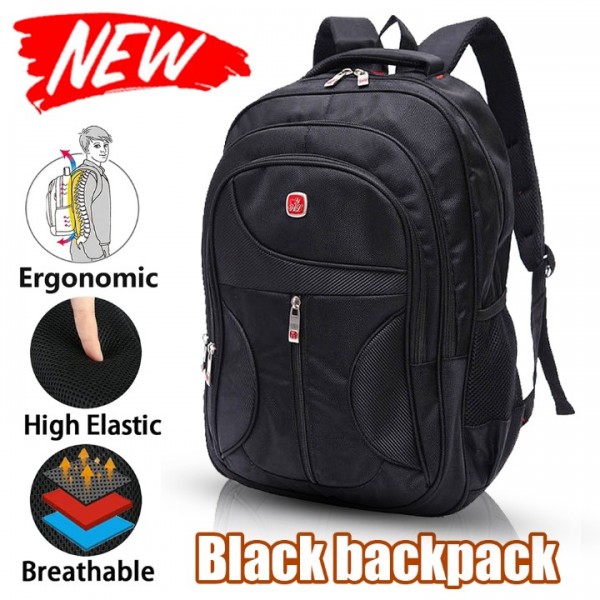 Herren Rucksack Wasserdicht – Sport, Arbeit, Freizeit & Schule – Leichter Wanderrucksack mit Laptopfach – Schwarz