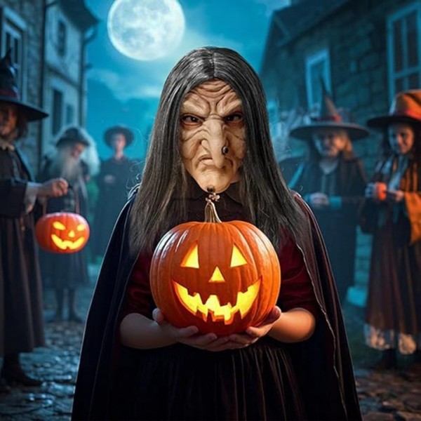 Scary Witch Latex Mask for Halloween Party Cosplay Costume